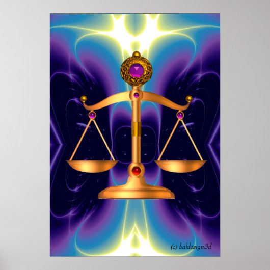 GOLD-SKALEN MIT GEM STONES, Justiz-Symbol Poster (Vorne)