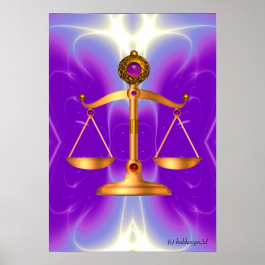 GOLD-SKALEN MIT GEM STONES, Justiz-Symbol Poster (Vorne)