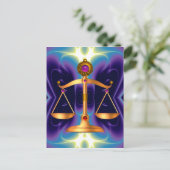 GOLD-SKALEN MIT GEM STONES, Justiz-Symbol Postkarte (Stehend Vorderseite)