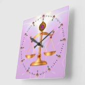 GOLD-SKALEN MIT GEM STONES, Justiz-Symbol Quadratische Wanduhr (Winkel)