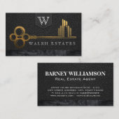 Gold Skelett-Logo für wichtige Städte | Leder Visitenkarte (Vorne/Hinten)