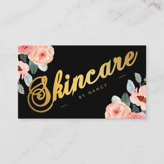 Gold Skincare Script Kalligrafie Wasserfarben Visitenkarte (Vorderseite)