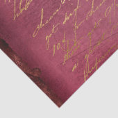 Gold-Skript auf Not leidender Red-Decoupage Seidenpapier (Detail)