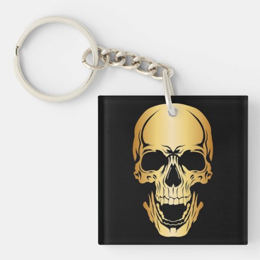 Gold Skull Acrylic Key Chain Square Schlüsselanhänger (Vorderseite)