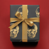 Gold Skull auf Grau | Geschenkpapier