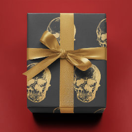 Gold Skull auf Grau | Geschenkpapier