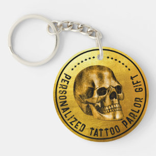 Gold Skull Cool Gothic Pro Fidelity Tattoo Parlor Schlüsselanhänger