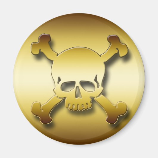 GOLD SKULL & CROSSBONES MAGNET (Vorne)
