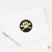 GOLD SKULL & CROSSBONES RUNDER AUFKLEBER (Umschlag)