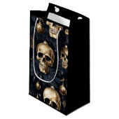 Gold Skull Gift Bag (schwarz) Kleine Geschenktüte (Vorderseite Schrägansicht)