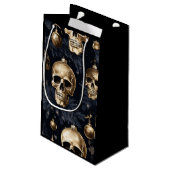 Gold Skull Gift Bag (schwarz) Kleine Geschenktüte (Rückseite Schrägansicht)