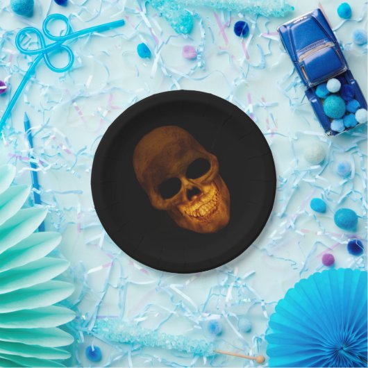 Gold Skull-Halloween-Party Pappteller (Party)