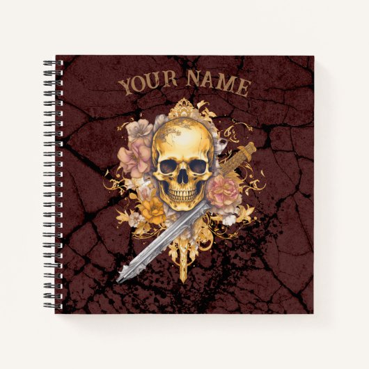 Gold Skull-Notebook Notizblock (Vorderseite)