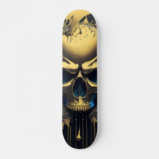 Gold Skull - Numb Skulls Design #1 Skateboard (Vorne)