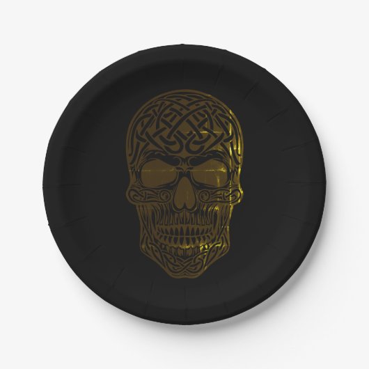 Gold Skull-Papier-Teller Pappteller (Vorderseite)
