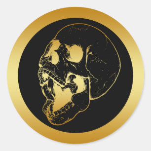 GOLD SKULL RUNDER AUFKLEBER