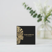 Gold Skull Tattoo Artist Business Card Quadratische Visitenkarte (Stehend Vorderseite)