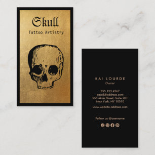 Gold Skull Tattoo Artist Visitenkarte