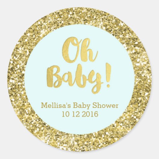 Gold Sky Blue Baby Dusche Oh Baby Fevor Sticker (Vorderseite)