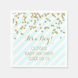 Gold Sky Blue Confetti Stripes Baby Dusche Serviette