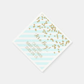 Gold Sky Blue Confetti Stripes Baby Dusche Serviette (Ecke)