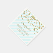 Gold Sky Blue Confetti Stripes Brautparty Serviette (Ecke)