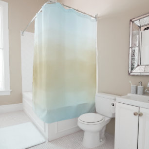 Gold Sky Blue Ombre Wasserfarbe Duschvorhang