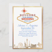 Gold Skyline Las Vegas Wedding Einladung (Vorderseite)