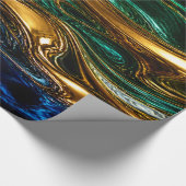Gold Smaragd Saphir Fluid Art Geschenkpapier (Ecke)