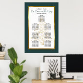 Gold-Smaragd-Winterhochzeit-Sitzplan Poster (Heimbüro)