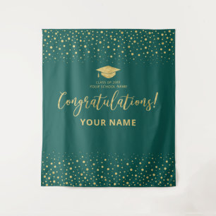 Gold & Smaragdgrün Gratulation Abschluss Wandteppich