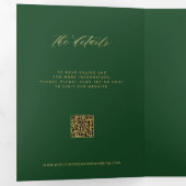 Gold Smarald Foto Hochzeit RSVP Details QR Code Dreifach Gefaltete Einladung (Innen Erste Seite)
