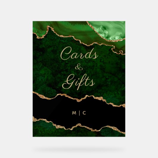 Gold Smarald Green Agate Hochzeitskarten Geschenke Acrylschild (Vorderseite)