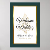 Gold Smarald Green Winter Holiday Wedding Willkomm Poster (Vorne)