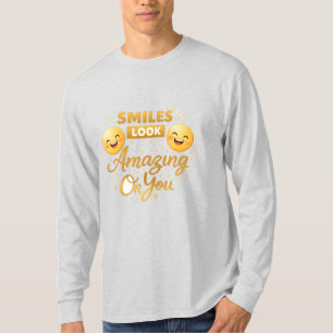 Gold Smile Schrift Langarm T-Shirt