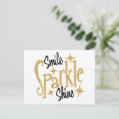 Gold Smile Sparkle Shine Positive Inspiration Postkarte (Stehend Vorderseite)