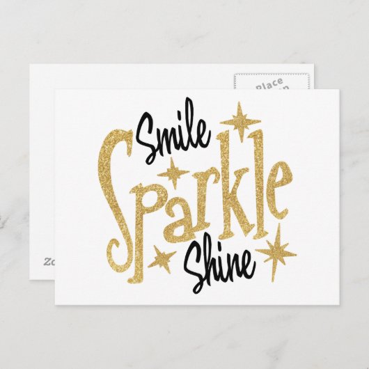 Gold Smile Sparkle Shine Positive Inspiration Postkarte (Vorne/Hinten)