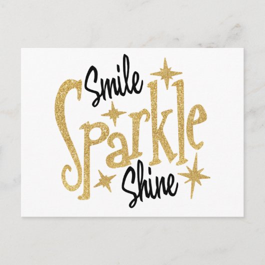 Gold Smile Sparkle Shine Positive Inspiration Postkarte (Vorderseite)
