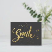 Gold Smile Zitat Postkarte (Stehend Vorderseite)