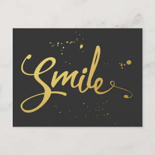 Gold Smile Zitat Postkarte