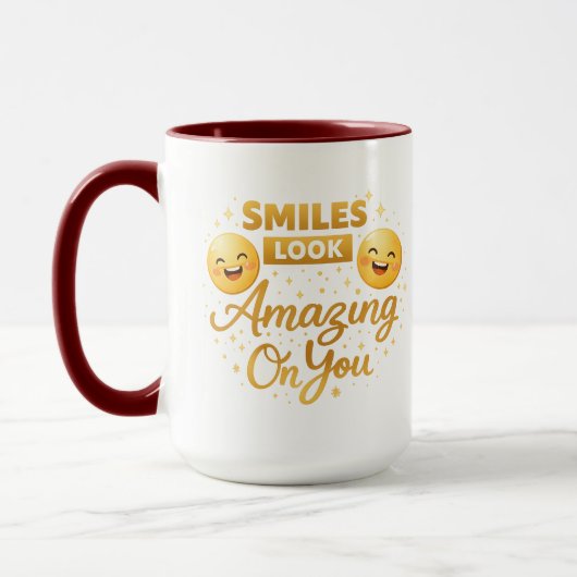 Gold “Smiles Look Amazing On You” Combo Mug Tasse (Links)