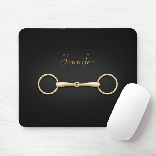 Gold Snaffle Bit Persoanlized Reittier Mousepad (Mit Mouse)