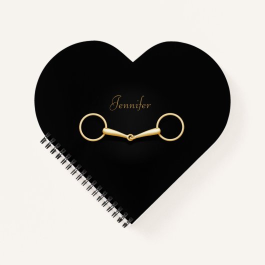 Gold Snaffle Bit Personalisiertes Reitherz Notizblock (Vorderseite)