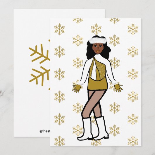 Gold Snow Dancer Feiertagskarte (Vorne/Hinten)
