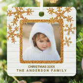 Gold Snowflake 2 Foto Chic Doppelseitig Ornament Aus Metall