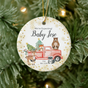 Gold Snowflake Animal Truck We’re Expecting Parent Keramik Ornament