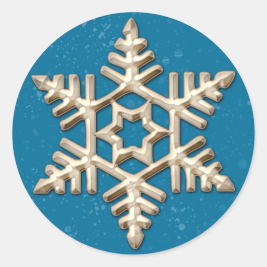 Gold Snowflake auf Blue Holiday Stickers (Vorderseite)