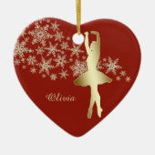 Gold Snowflake Ballerina Red Personalisiert Keramik Ornament (Vorne)