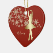 Gold Snowflake Ballerina Red Personalisiert Keramik Ornament (Links)
