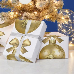 Gold Snowflake Bauble Ornament Wrapping Paper Geschenkpapier